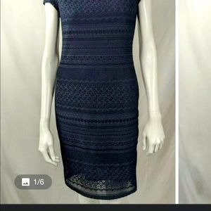 Beautiful navy lace dress in stretchy flattering fabric
